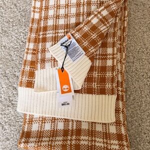 Timberland Cream and Tan Checkered Scarf